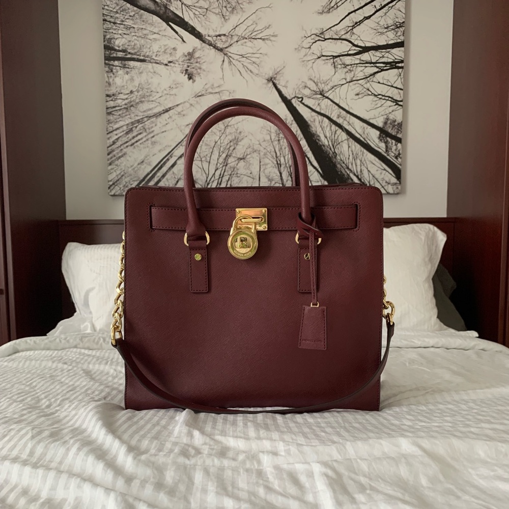 Burgundy MICHAEL KORS Lock Handbag